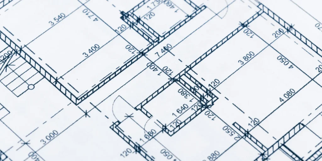 Plano de proyecto con distancias entre juntas estructurales